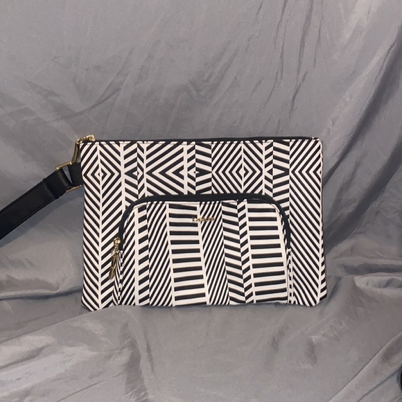 Bebe Black and White Print Wristlet Bag - Picture 2 of 9